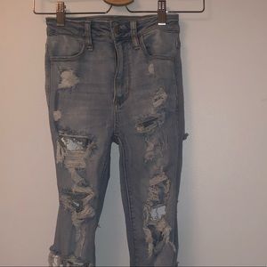 Overly distressed jeans- extra stretch denim
